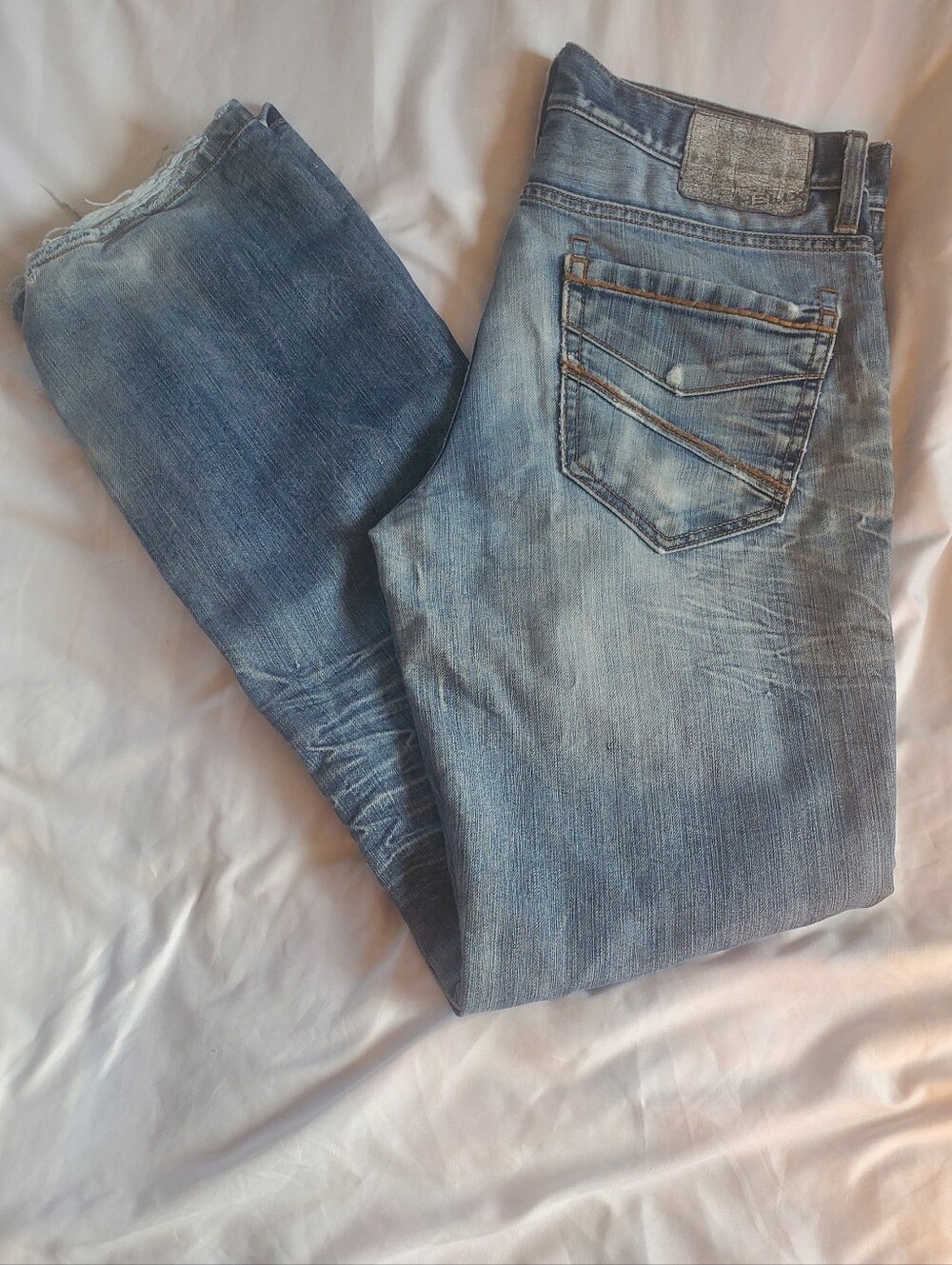 Helix Instinct Is A Virtue Distressed Slim Boot Denim Jeans, Men's Sz 32x32